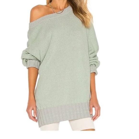 Free People‎ Street Fair Tunic Lime Grey Combo Oversized Sweater XS New - Picture 15 of 15